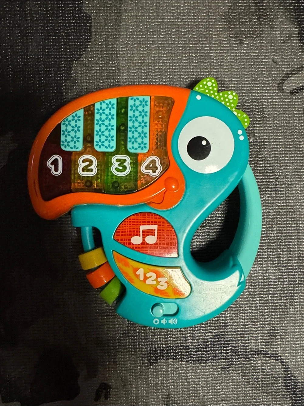 Infantino Teal and Orange Elephant 123 Music Rattle